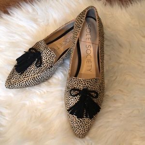 Sole Society Leopard Dotted Calf Hair Loafers